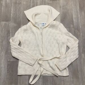 Mandarin Blue Lambswool Angora‎ Rabbit Hair Blend Tie Cardigan Sweater